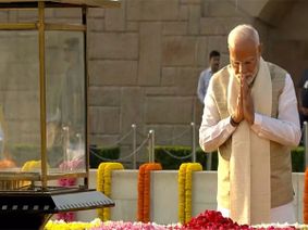 PM Modi Pays Floral Tributes To Mahatma Gandhi On His 155th Birth Anniversary At Rajghat