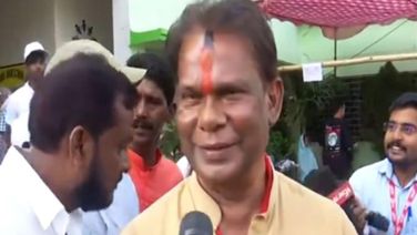 Rourkela: BJP MLA candidate Dilip Ray casts first vote from the booth