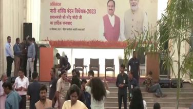 BJP workers thank PM after passing of Women's Reservation Bill, celebrations at party HQ in Delhi