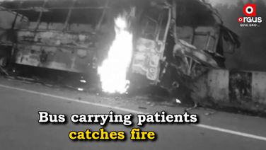 Close shave for 20 patients as bus catches fire in Nayagarh