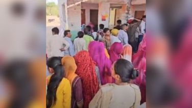 Repolling underway at a booth in Rajasthan's Barmer LS seat