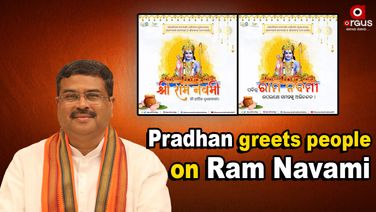 Union Minister Dharmendra Pradhan greets people on Ram Navami