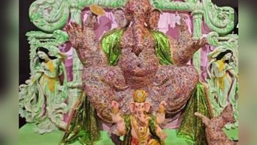 15-Foot-Tall Ganesh Idol Made Using 25,000 Glass Bangles In Odisha's Baripada