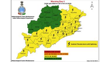 Low Pressure Likely, Yellow Warning Issued To 21 Odisha Districts Till Friday Morning