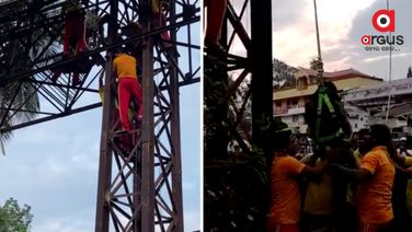 Balasore man scales ad hoarding in Bhubaneswar, threatens to jump