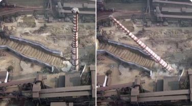 Jharkhand: 110 m tall chimney of Tata Steel plant demolished in 11 seconds