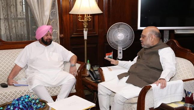 Captain Amarinder Singh meets home minister Amit Shah in New Delhi