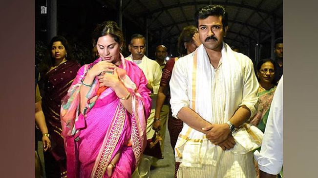 On his birthday, Ram Charan visits Tirupati temple with wife Upasana, daughter