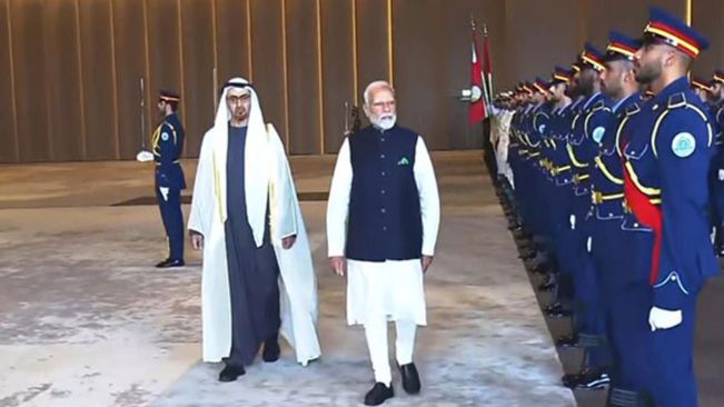 PM Modi arrives in Abu Dhabi to rousing welcome; to address 'Ahlan Modi' event today