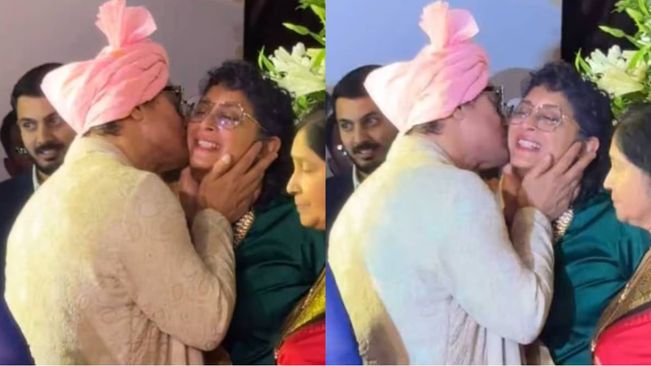 Amir Khan Kisses Ex-wife Kiran Rao During Daughter Ira's Wedding