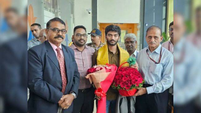 Youngest World Chess Champion D Gukesh Receives Hearty Welcome At Chennai Airport