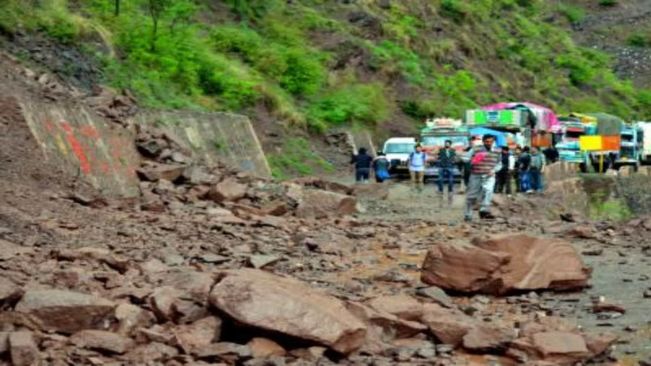 Landslides Shut Manali Highway Near Pandoh In Himachal