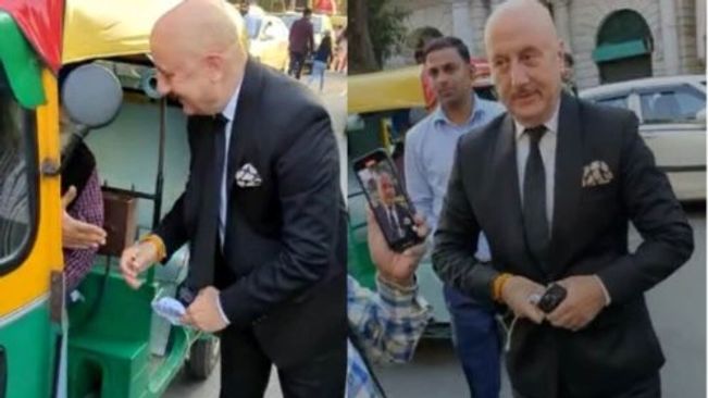 Anupam left the car and went to the screening set in an auto