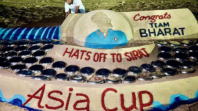 Sudarsan Pattnaik's Sand Sculpture Salutes India's Asia Cup Triumph