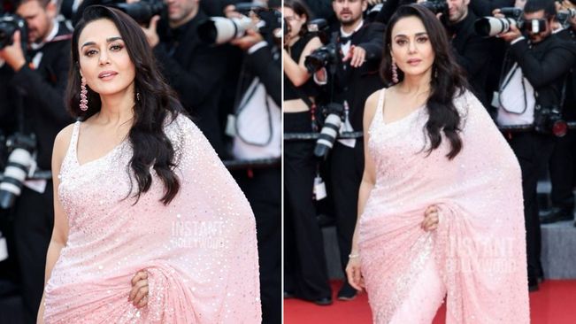 Preity Zinta Adds Desi Touch To Cannes Red Carpet In Pink Saree