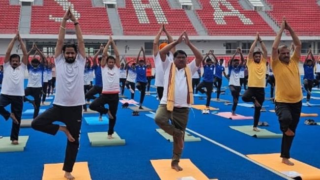 Union Minister Jual Oram Leads Celebrations Of 10th International Day Of Yoga At Rourkela