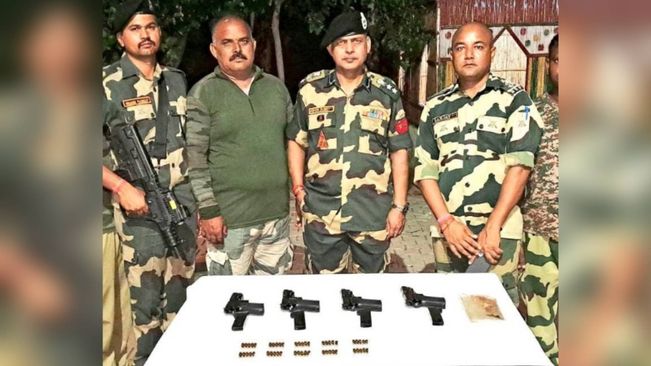 The Border Security Force (BSF) on Thursday, recovered four China made pistols and 50 rounds of Pakistan ammunition in the border area of Punjab's Tarn Taran district, the official stated.