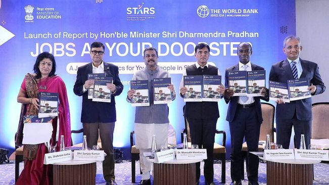 Dharmendra Pradhan, Mansukh Mandaviya Launch ‘Jobs At Your Doorstep’ Report By World Bank