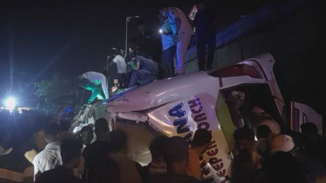 1 Dead, 40 Injured As Bus Falls Off Flyover In Odisha's Jajpur
