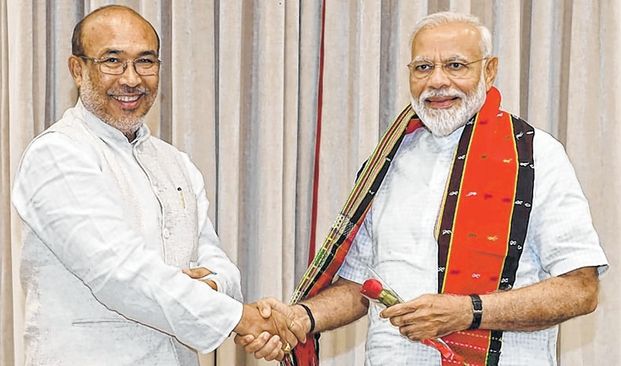 Modi congratulates Biren Singh on taking oath as CM of Manipur