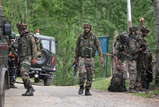 Three terrorists killed in an encounter with security forces in Jammu and Kashmir.