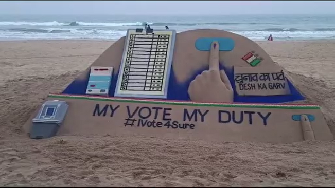 MY VOTE MY DUTY in sand art by sudarsan pattnaik