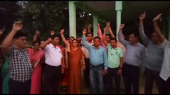Teachers protest over government's contract teacher removal scheme in Kendrapara