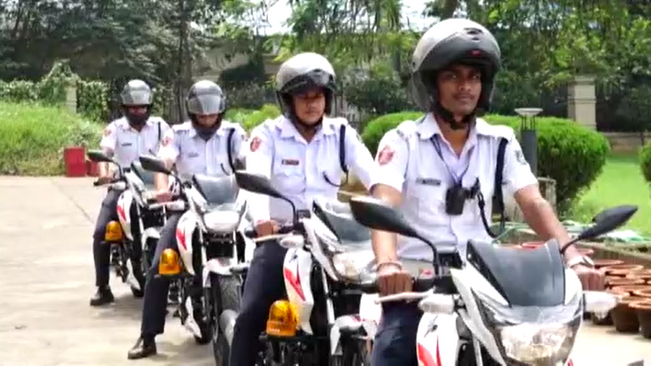Bike patrolling has been tightened in the Twin Cities ahead of Durga Puja
