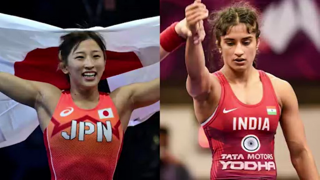 India's Vinesh Phogat in the women's wrestling final at the Paris Olympics