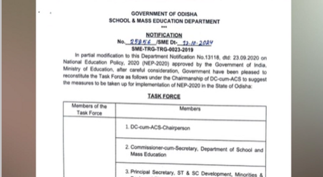 Odisha Govt Reconstitutes Task Force To Implement National Education Policy 2020