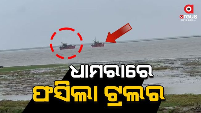 Two trawlers stopped at the sea near Dhamra