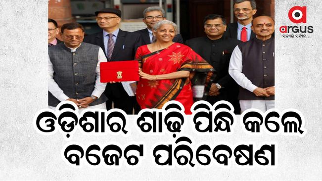 Finance Minister Sitharaman wore a red Sambalpuri silk saree