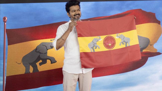 Tamil Superstar-Turned-Politician Vijay Unveils Party Flag